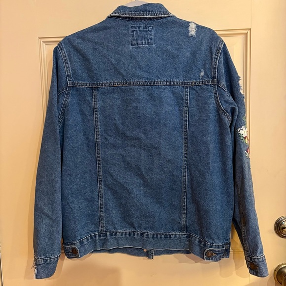 Wax Jean Floral Embroidered distressed jacket size L - Picture 2 of 9